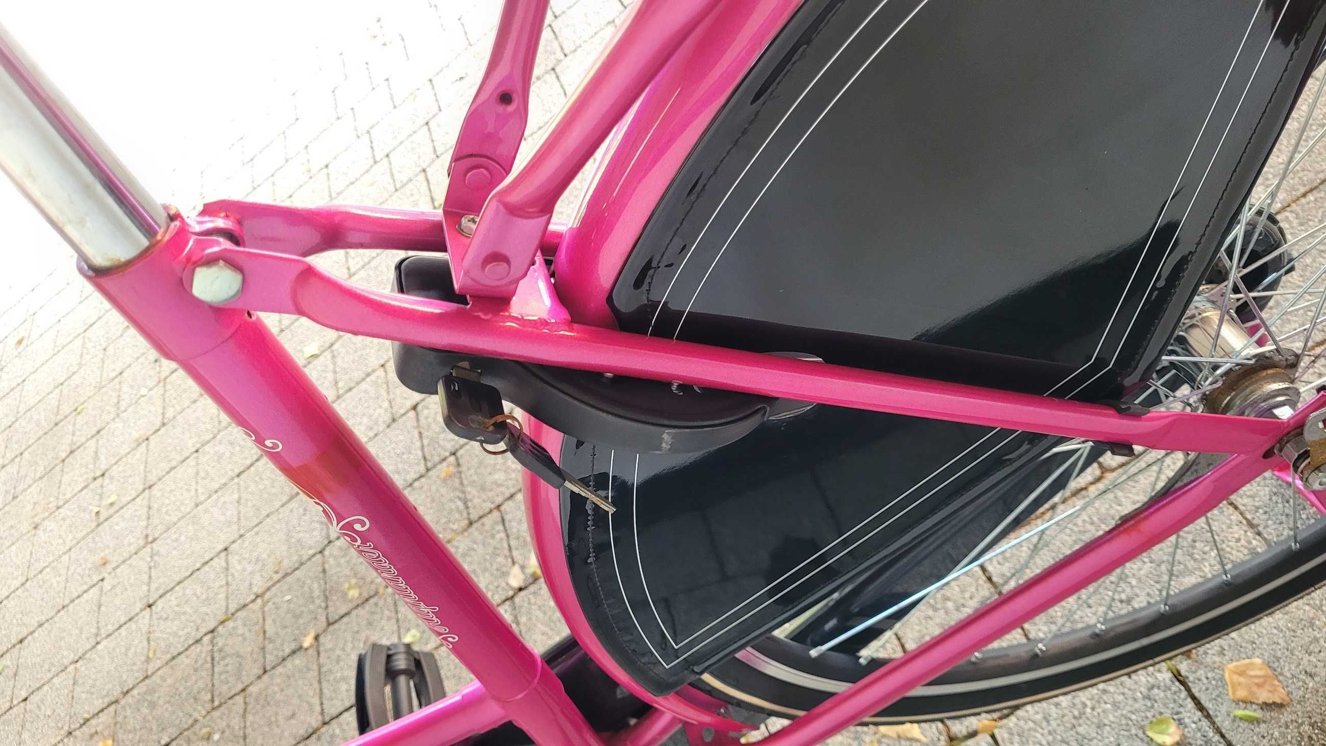 Różowy rower miejski - holender marki Highlander
