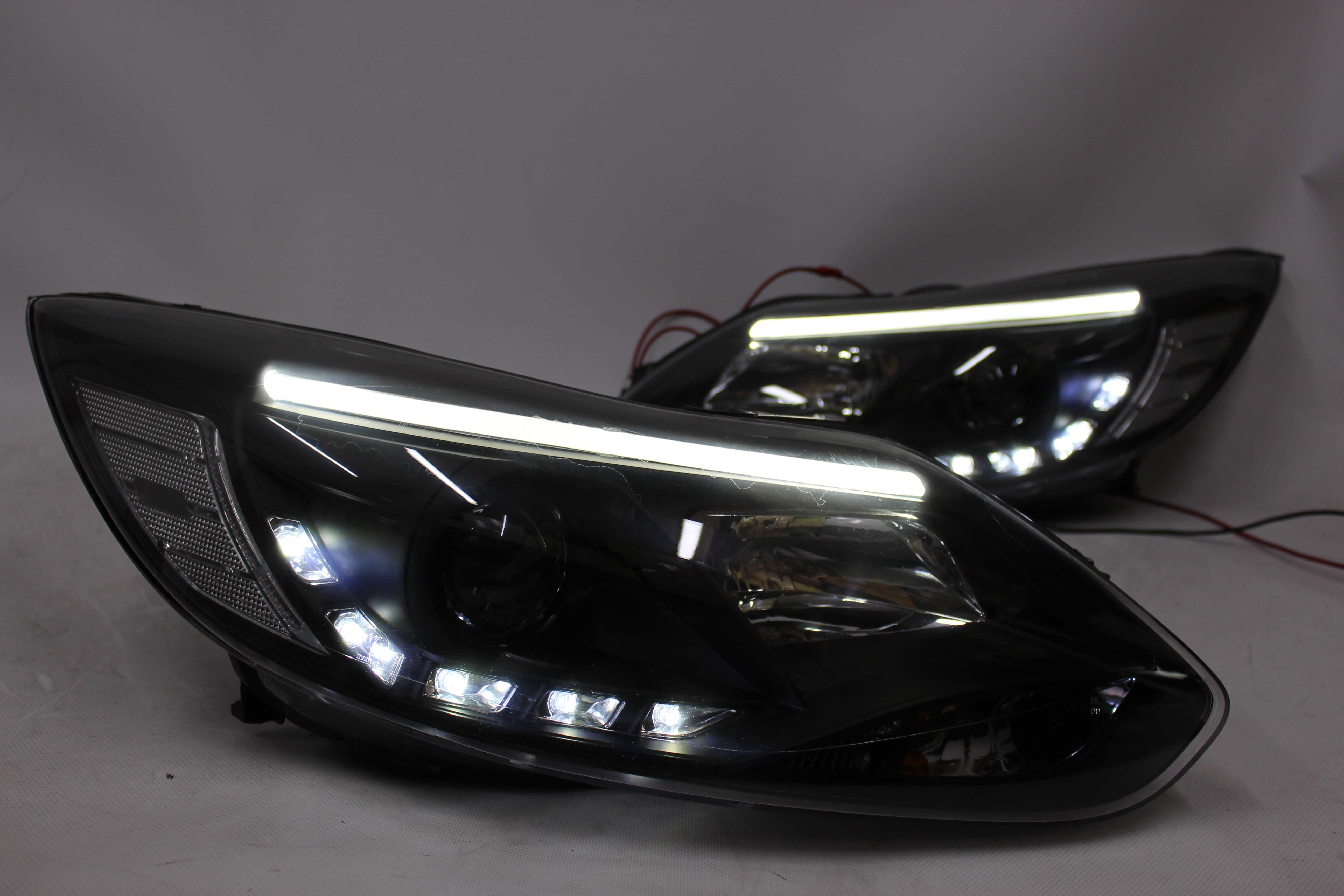 Lampy przednie przód FORD FOCUS 3 mk3 10-15 LED BAR NEON BLACK SMOKE!