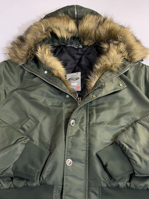 MA-1 бомбер дутый с мехом куртка alpha industries хаки зелений мех fur