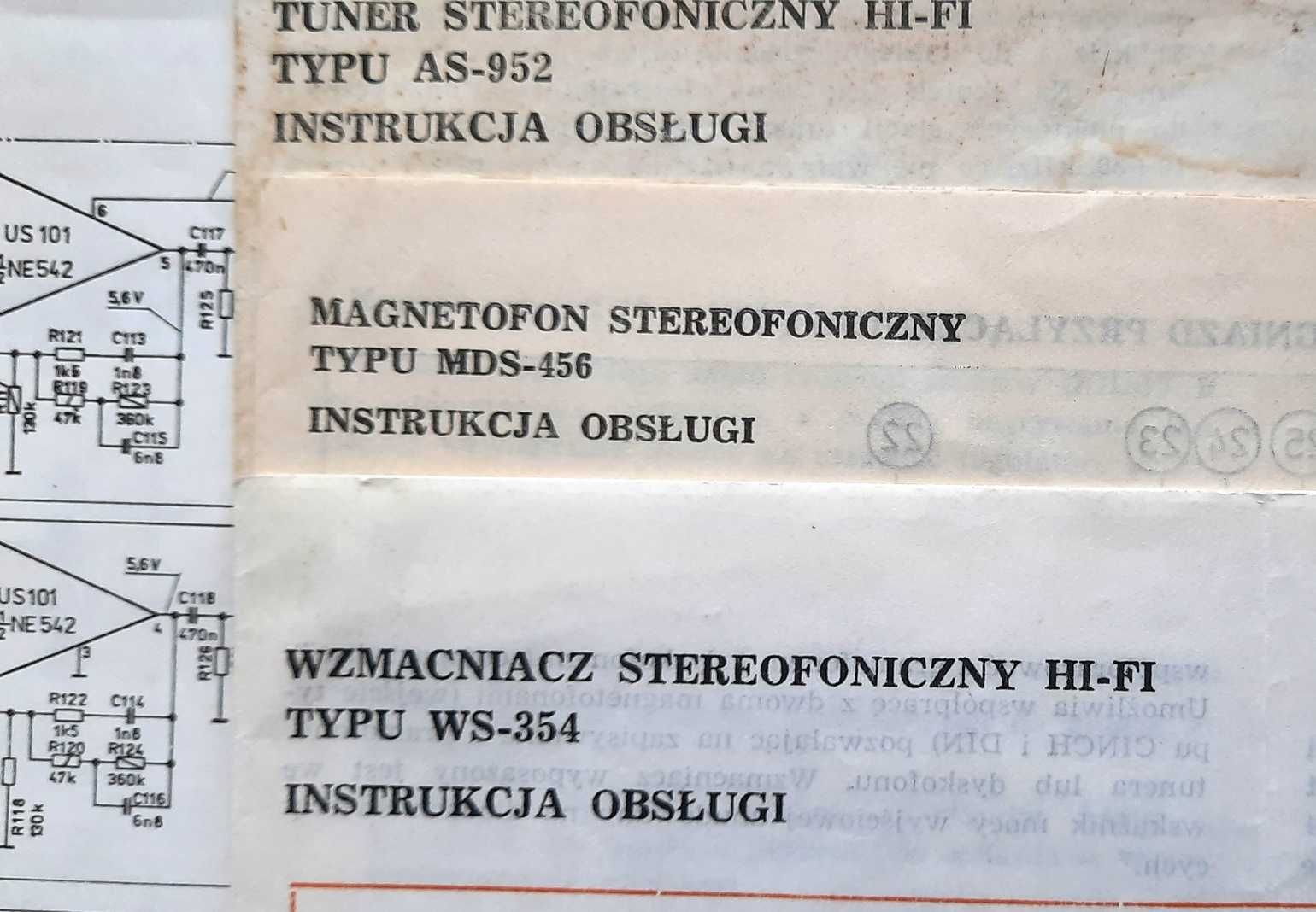 Instrukcje obsługi schematy mała wieża DIORA pamiątka PRL.