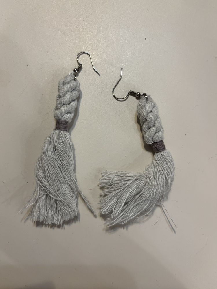 Kolczyki z makramy kolczyki plecione handmade z nitki sznurka