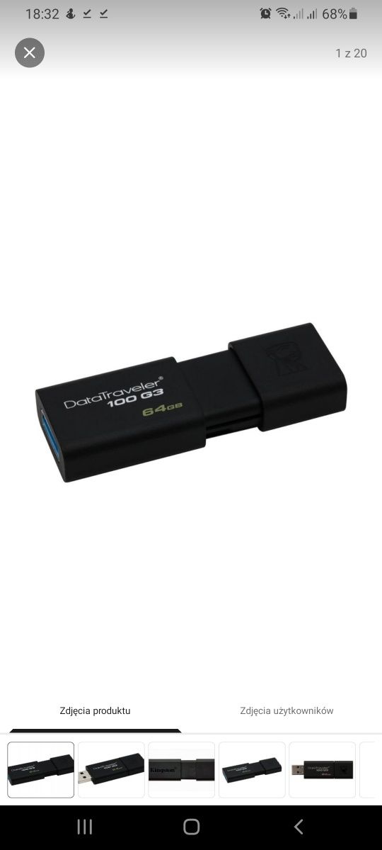 Kingston 64GB DataTraveler 100 G3 (USB 3.0 3.1 bardzo szybki