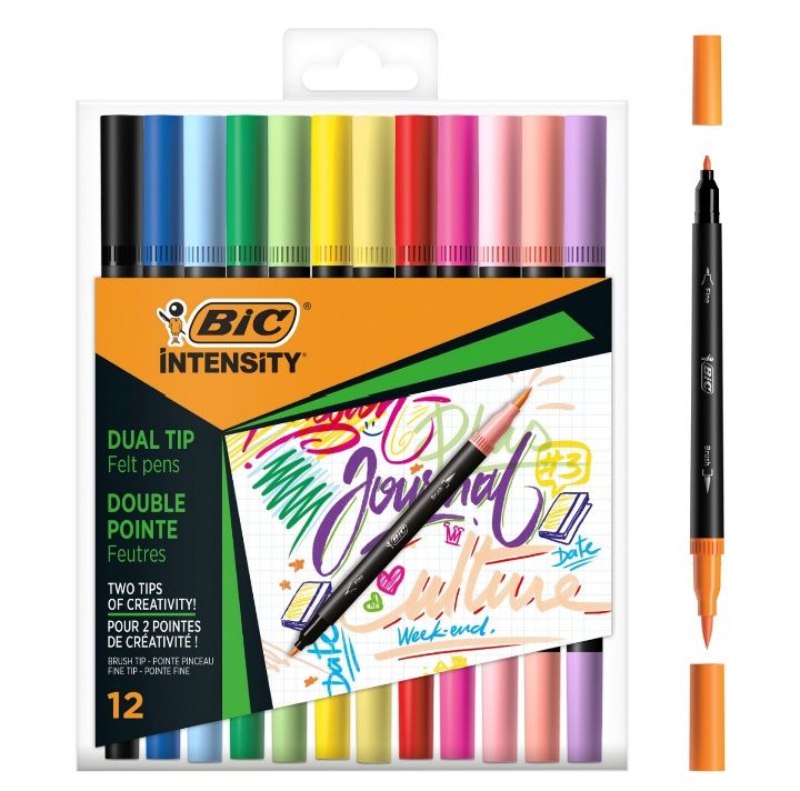 Pisaki dwustronne BIC Intensity Dual Tip Classic+Pastel 12 kolorów 503