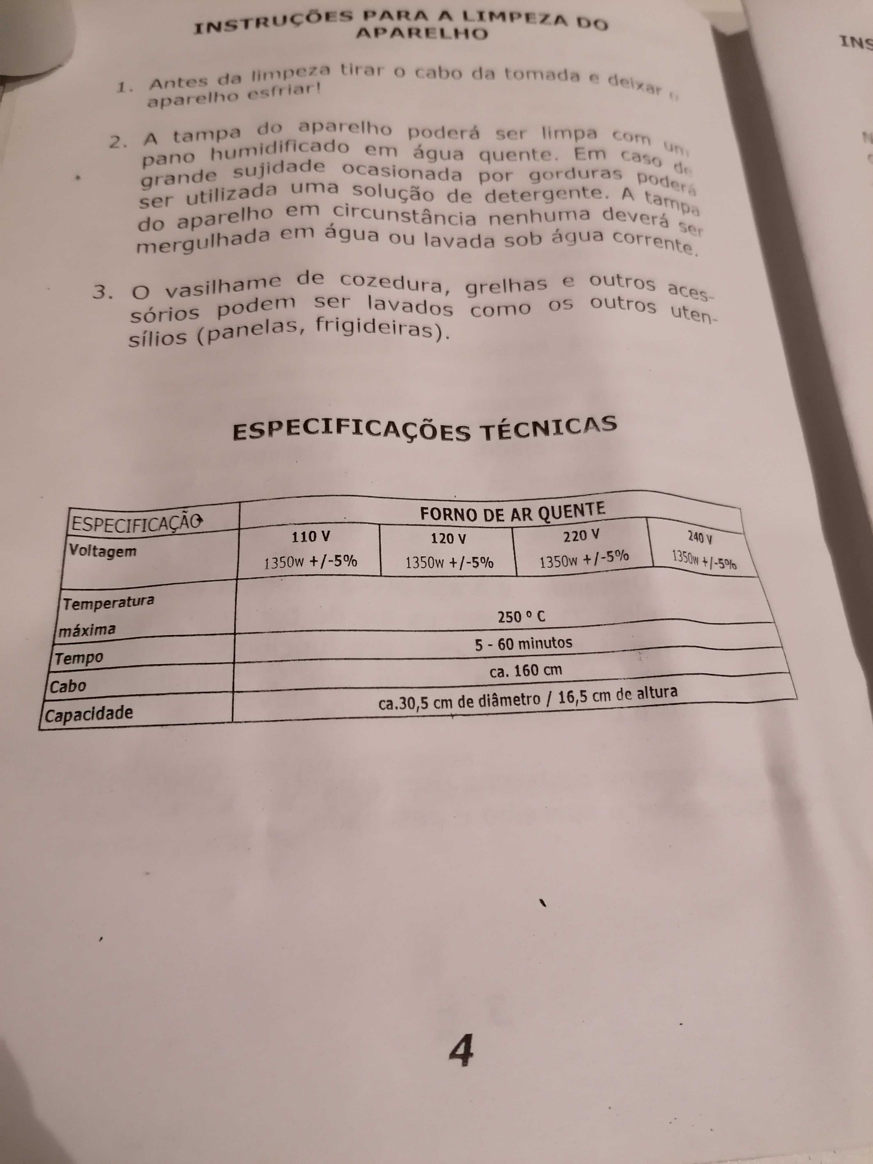 Forno ou grelhador elétrico a ar quente novo