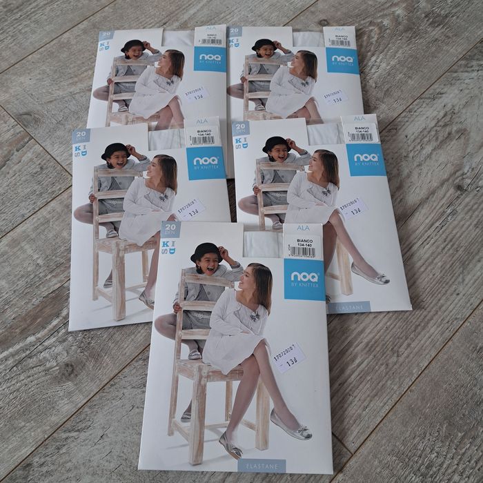 Białe rajstopy dziewczęce lycra 134