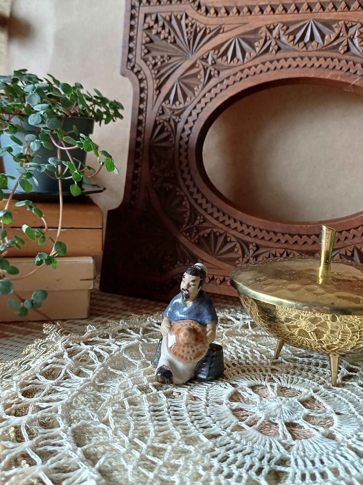 Orientalna figurka chińczyk japończyk stara porcelanowa ceramiczna vin