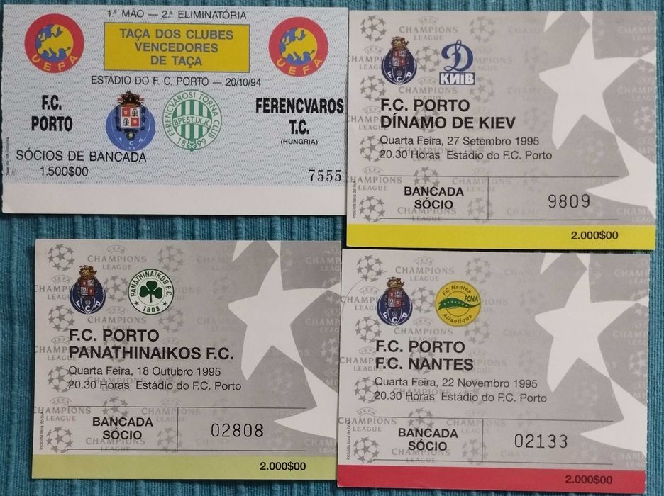 24 Bilhetes de Jogos Europeus do FC Porto - Estádio das ANTAS