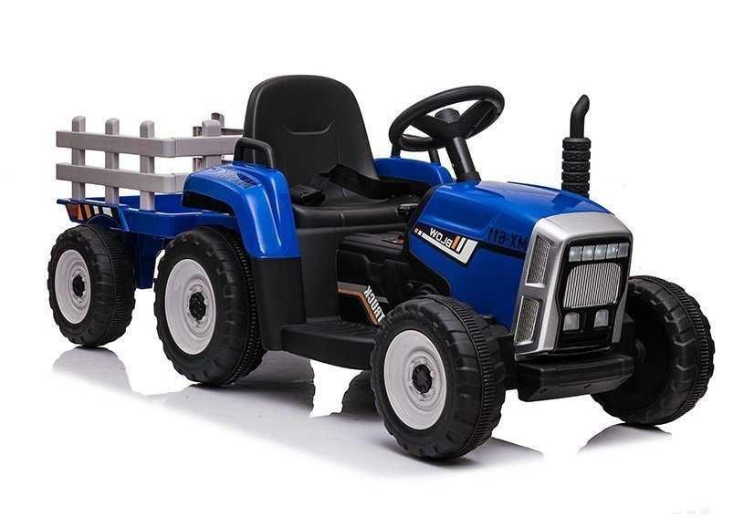 Autko TRAKTOR NA AKUMULATOR Z PRZYCZEPĄ dzieci zabawka jeździk pojazd