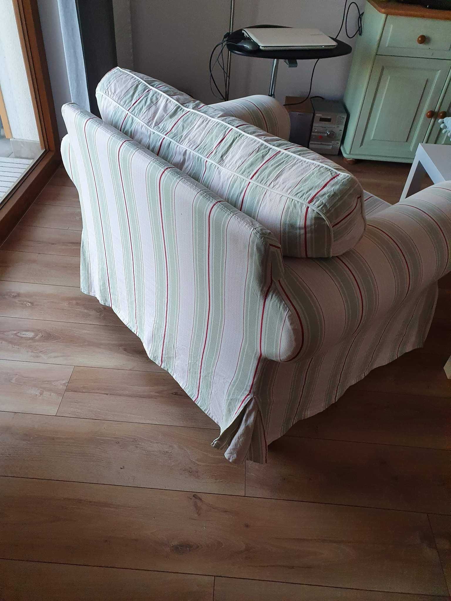 Fotel EKTORP IKEA pokrycie w paski