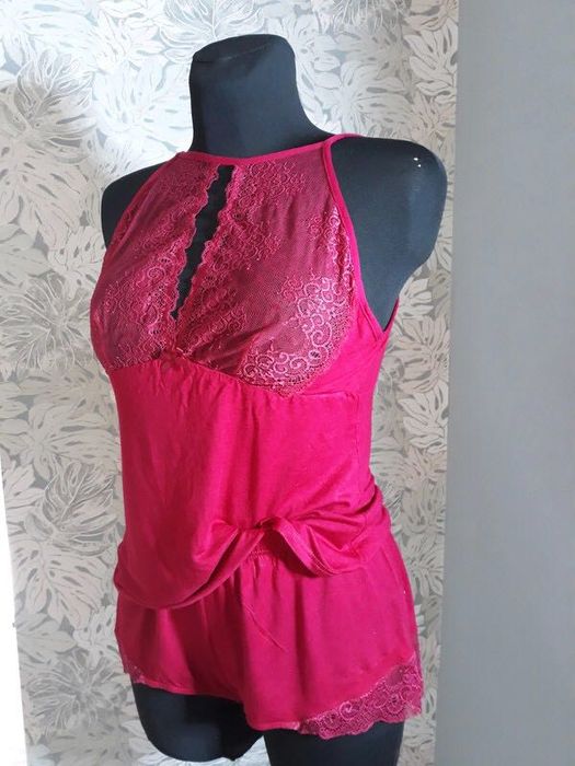 Sexi pidżama piżama komplet bielizna gee one s 36 walentynki karmazyn