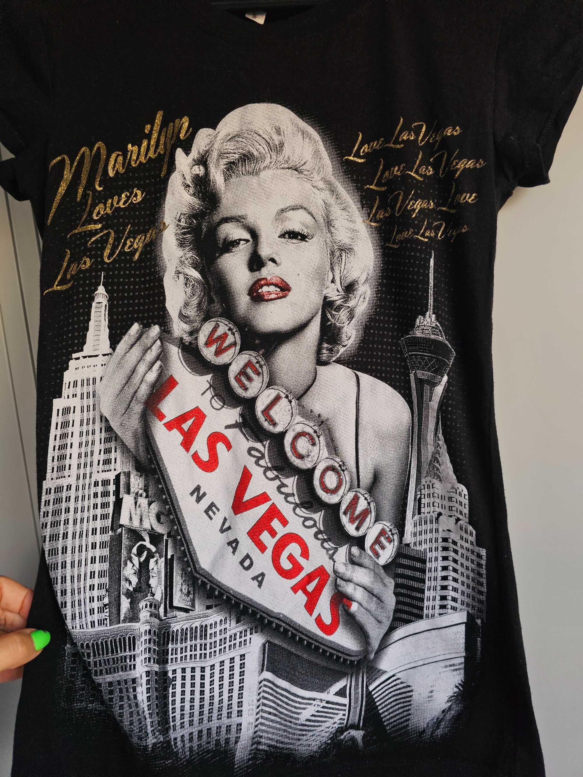 Marilyn Monroe Welcome Las Vegas czarna koszulka z krótkim rękawem