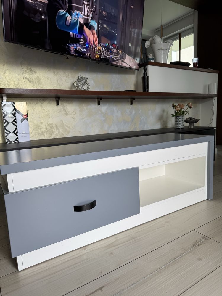 Szafka RTV Szaro Biała 130cm