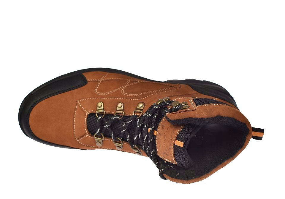Buty trekkingowe męskie trapery ze skóry na suwak CY58/23 BR r.45