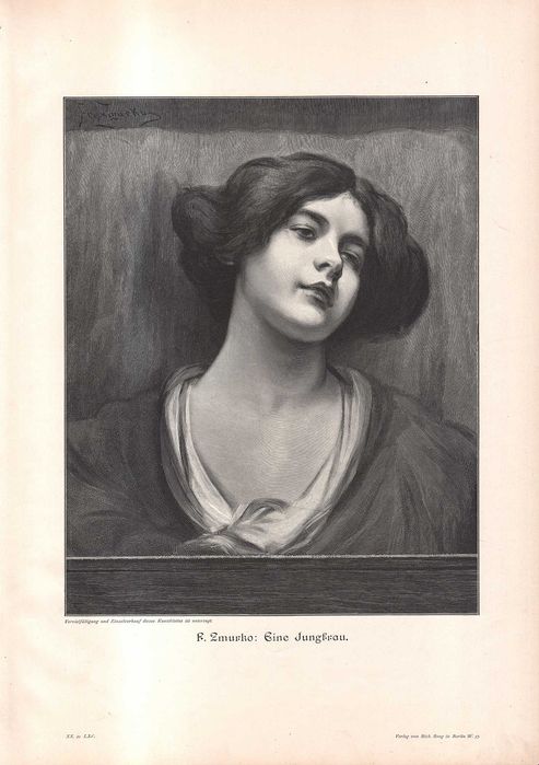 Franciszek Żmurko: Młoda kobieta. Drzeworyt 1905 r. oryginał