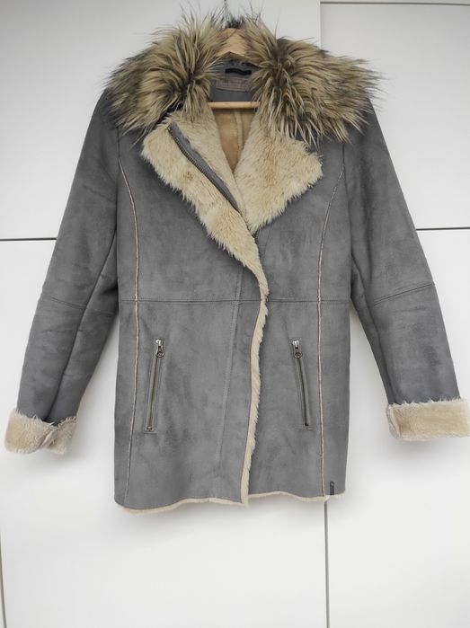 Stylowa Kurtka Kożuch IKKS szara z Futerkiem
