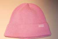 Różowa czapka z prążkowanego materiału SMYK 58cm