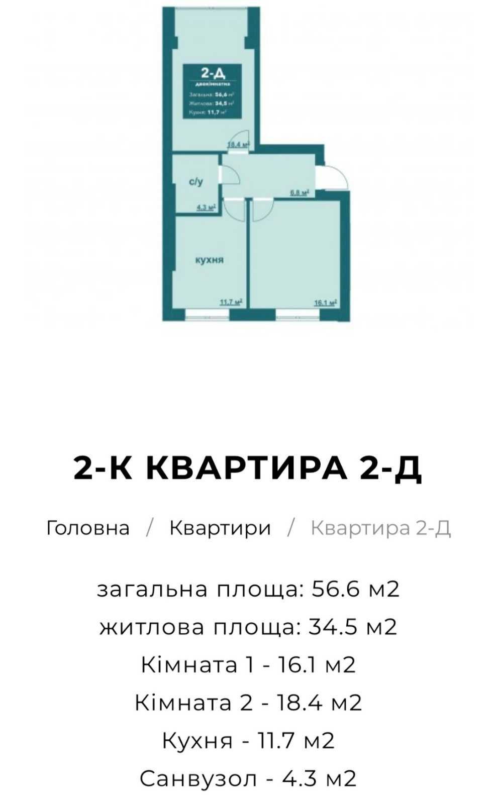 Продаж квартири 56,5м2 в ЖК ІБІС
