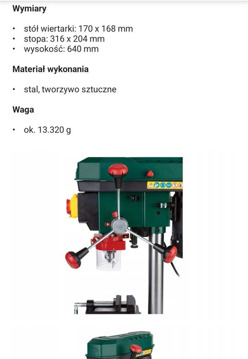 Wiertarka stołowa Parkside PTBM 400 A1