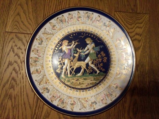 Тарелка сувенирная коллекционная настенная Греция ручная работа золото