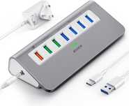Zasilany hub USB 3.2 10 Gb/s, 7 portów ładowarka