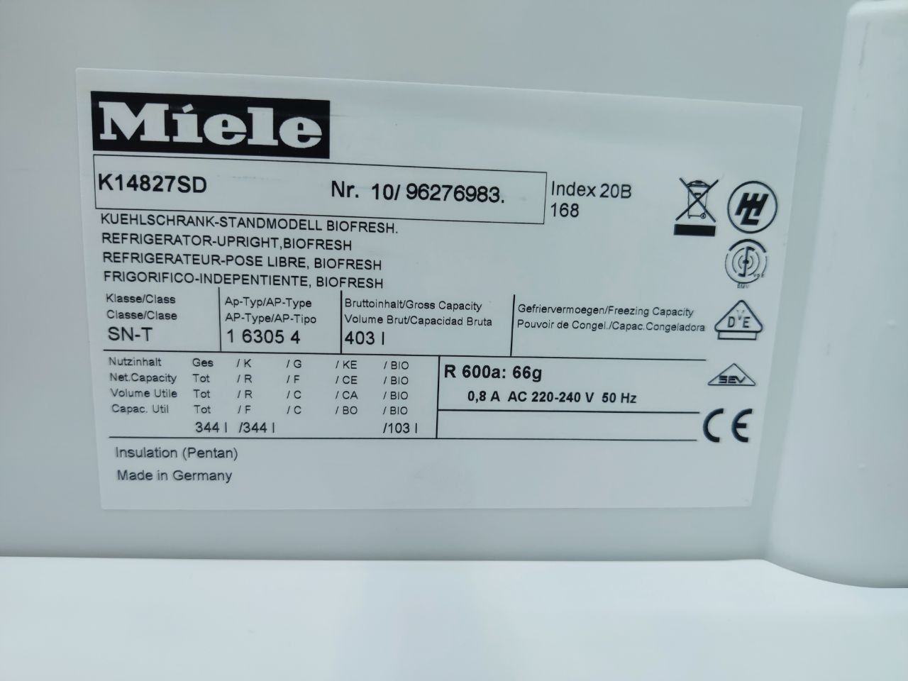 Однокамерний Великий холодильник Miele™K14827SD PREMIUM. Germany