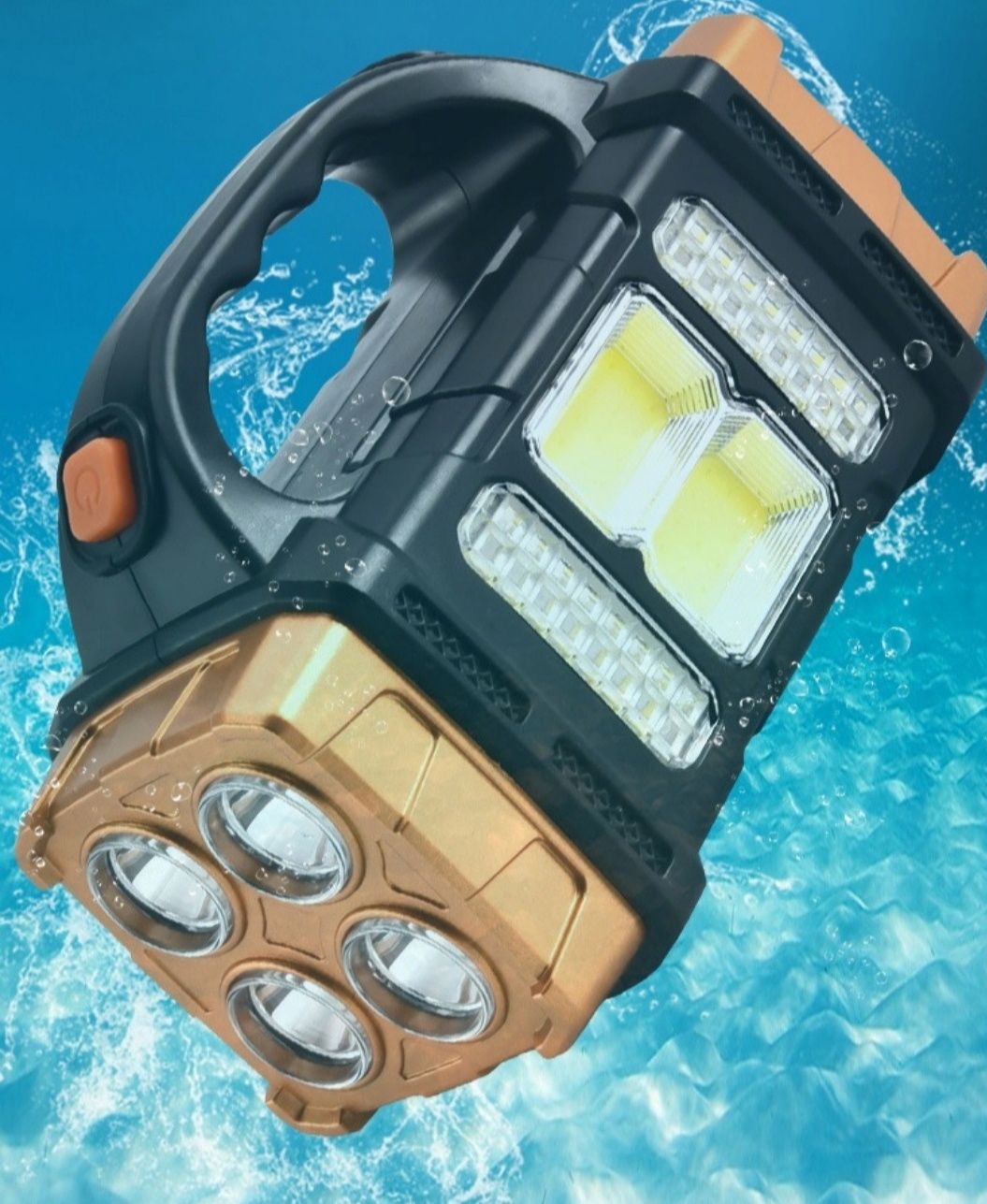 Latarka akumulatorowa solarna turystyczna 68 LED USB szperacz halogen