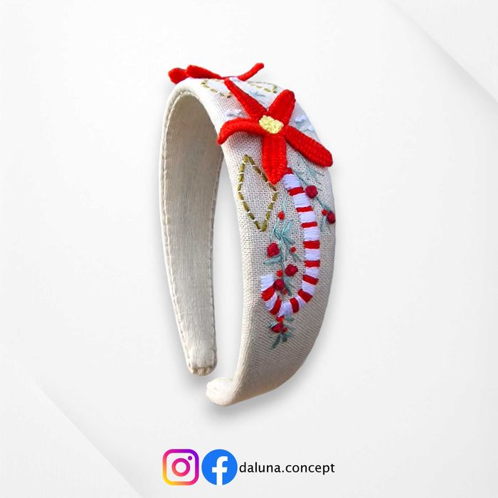 3D Hand embroidered headband - Christmas theme