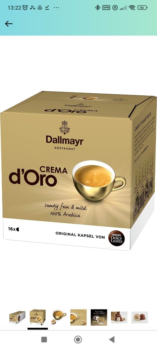 Kapsułki Dallymar d'Oro Crema 16szt. z Niemiec