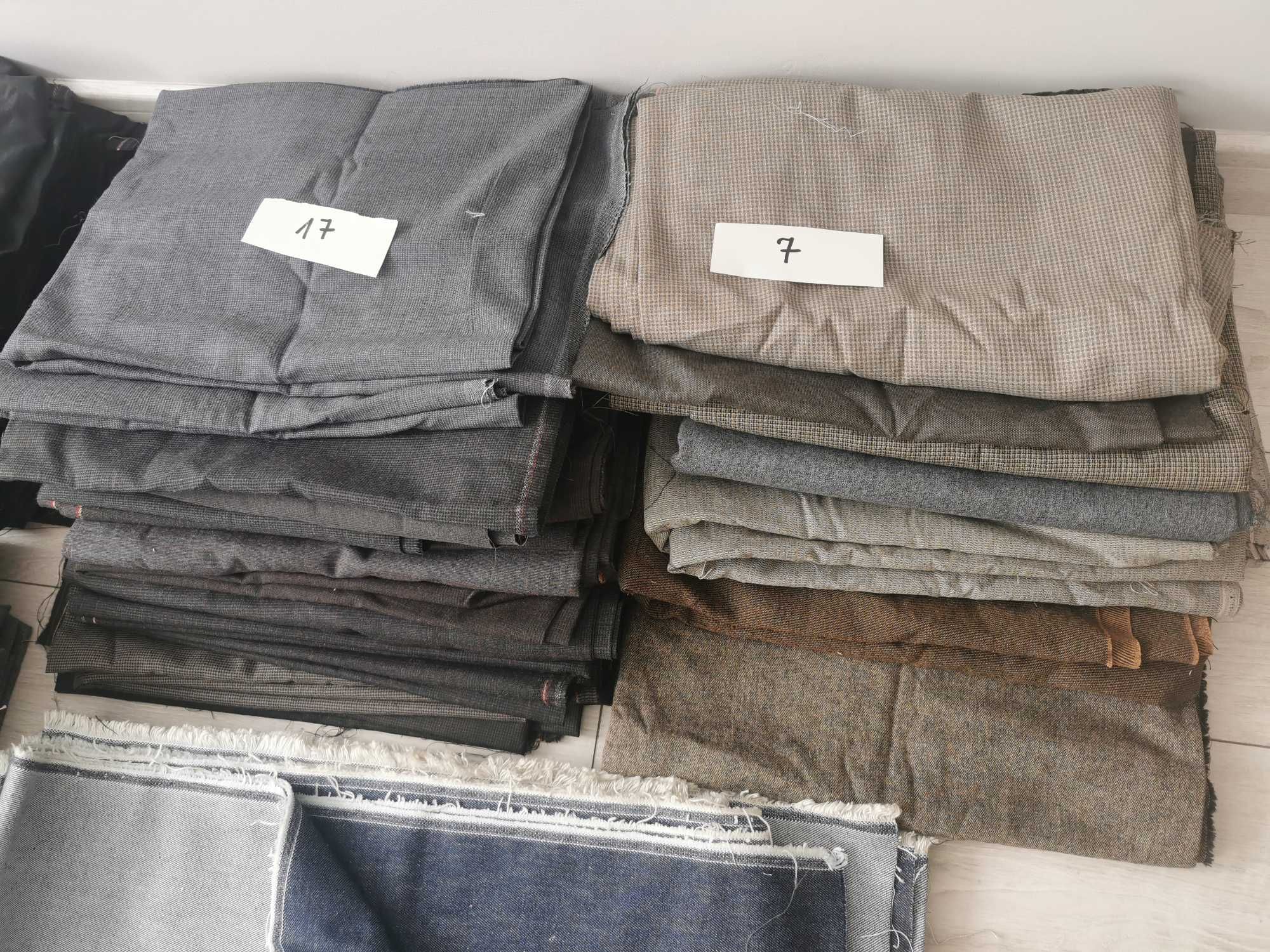 Sprzedam kupony tkanin 138 sztuk Bawełna Wełna Wiskoza Jeans
