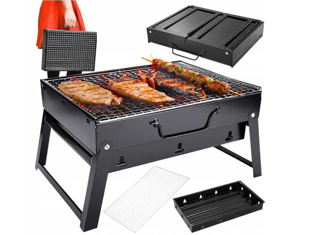 GRILL SKŁADANY TURYSTYCZNY walizka przenośny mały czarny