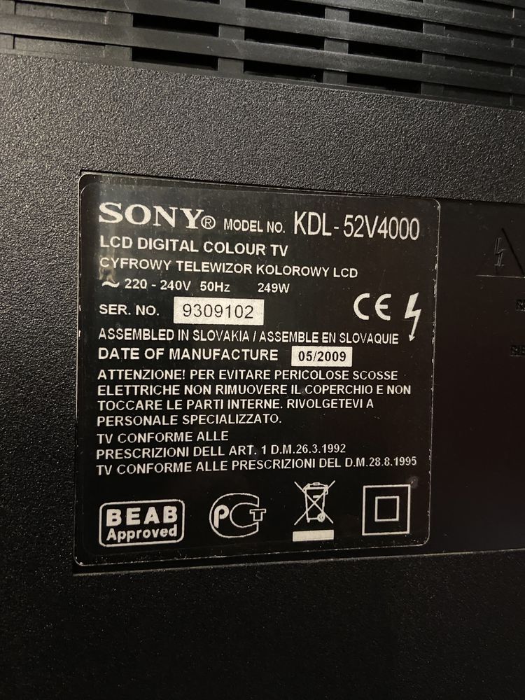 TV Sony KDL-52V4000 LCD