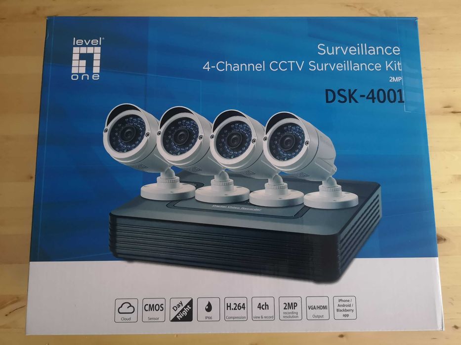 Sistema CCTV de 4 câmaras de visão nocturna (novo, nunca foi usado)