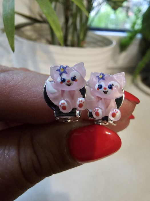Klipsy dla dziewczynki kotki handmade