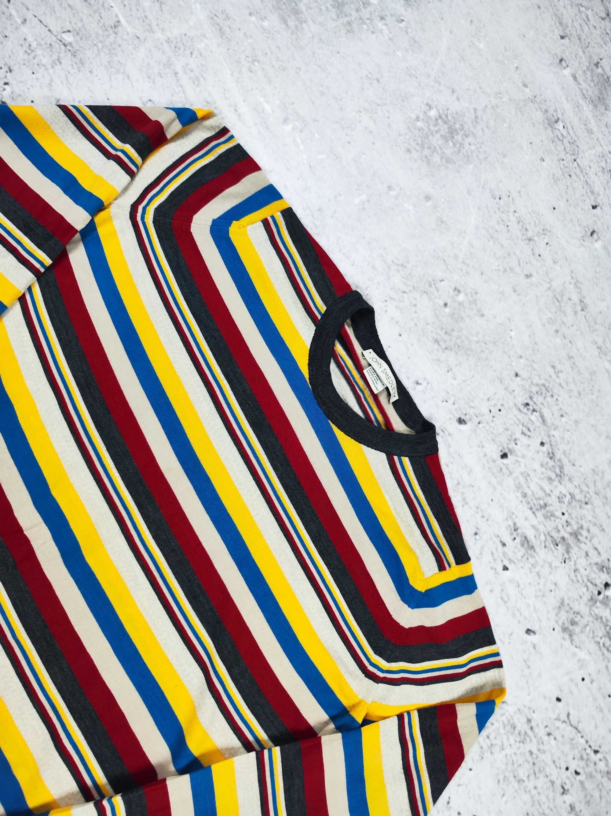 Sweter wełniany John Smedley kolorowy paski retro r. L