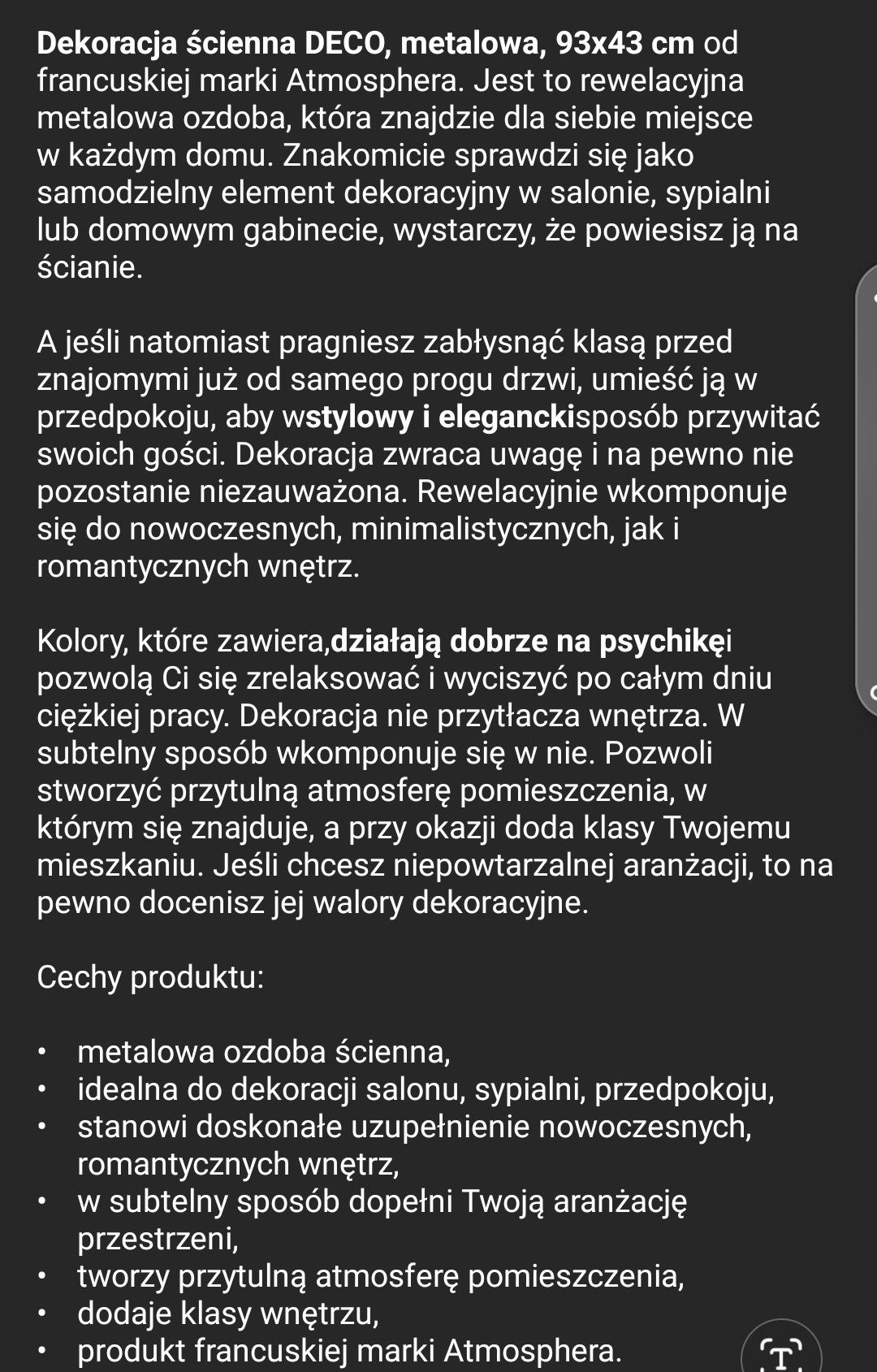 Metalowa dekoracja ścienna nowoczesna