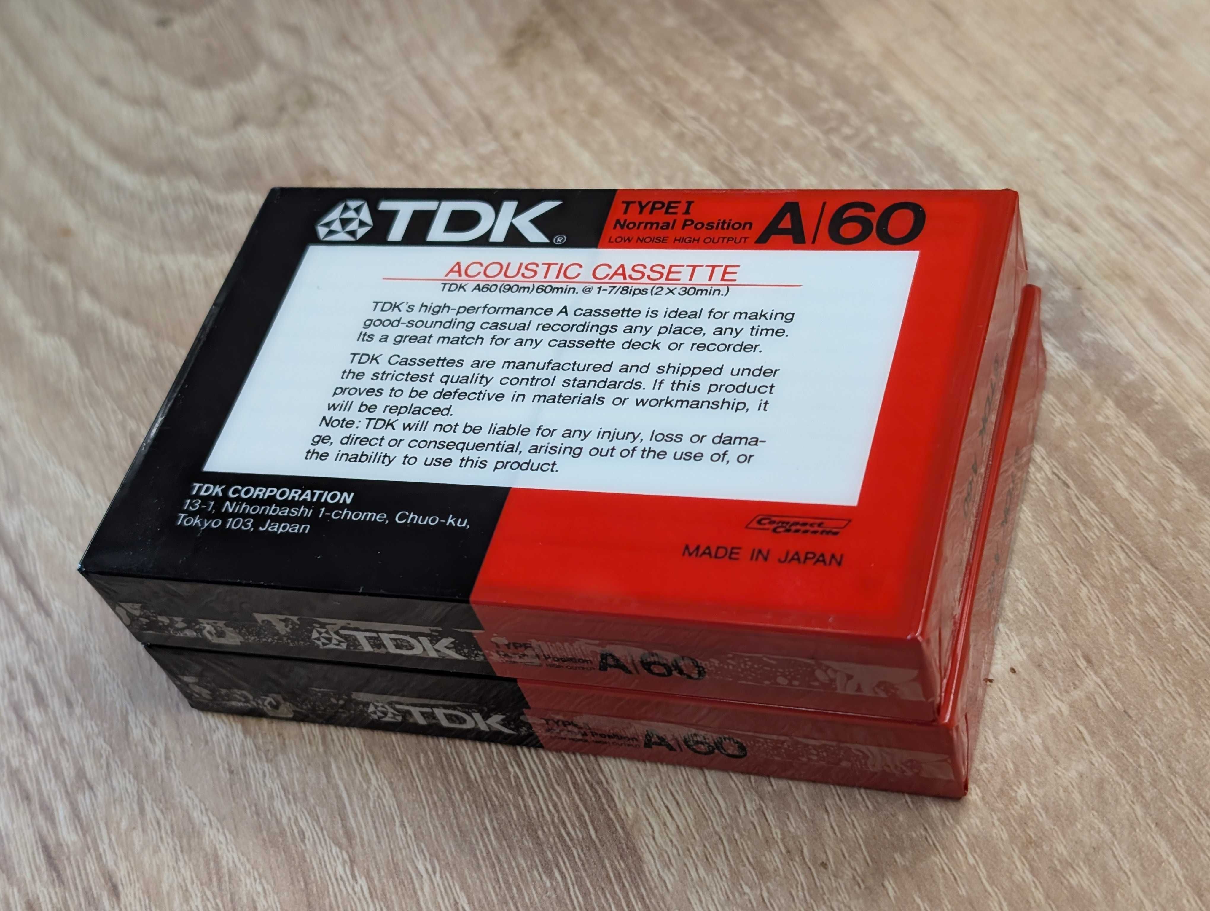 Nowe kasety magnetofonowe TDK A60 I retro vintage Stan kolekcjonerski