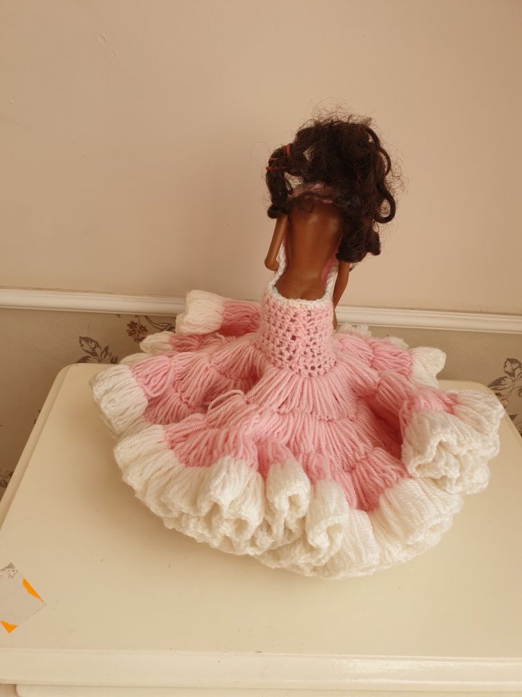 Sukienka dla lalki na szydełku hand made