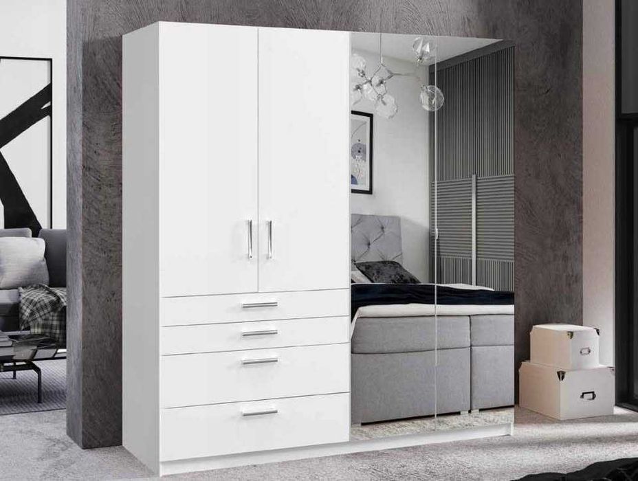 Pekos Lux 200x210x60 Nowa biała szafa z lustrem