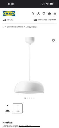 Lampa wisząca Ikea Nymane biała 40cm