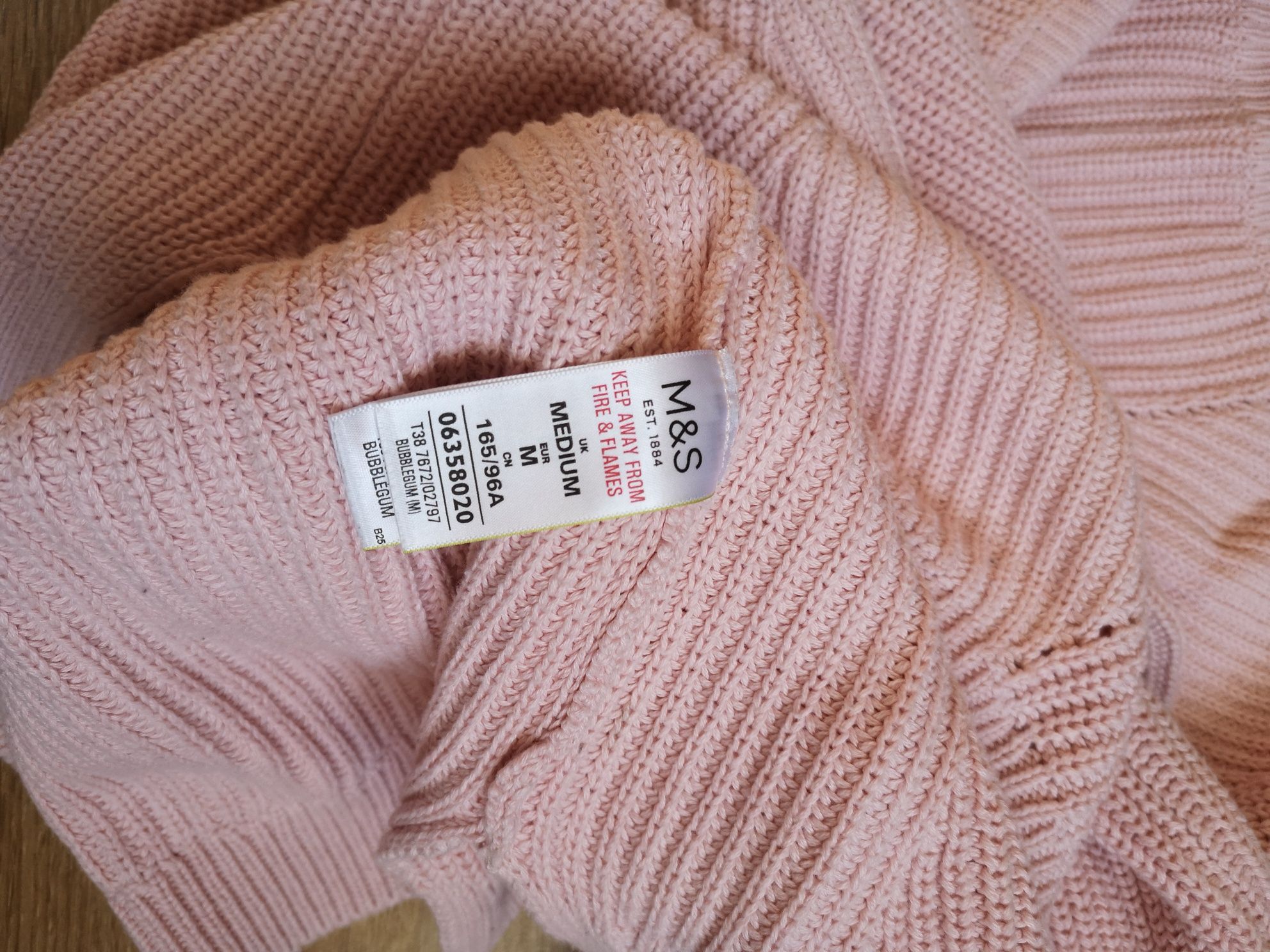 Sweter bawełniany, pudrowy róż, rozmiar M, Marks & Spencer