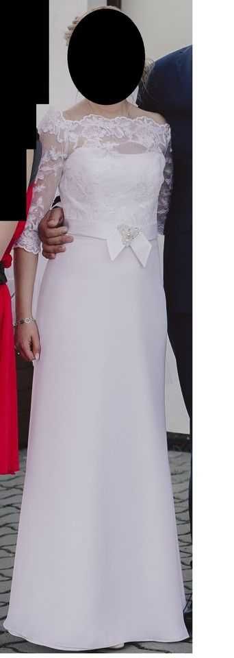 Suknia ślubna „Joaco” firmy Gala, biała, rozmiar 36/38, bez trenu.