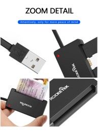 Rocketek usb 2.0 leitor de cartão inteligente cac id, cartão de banco,