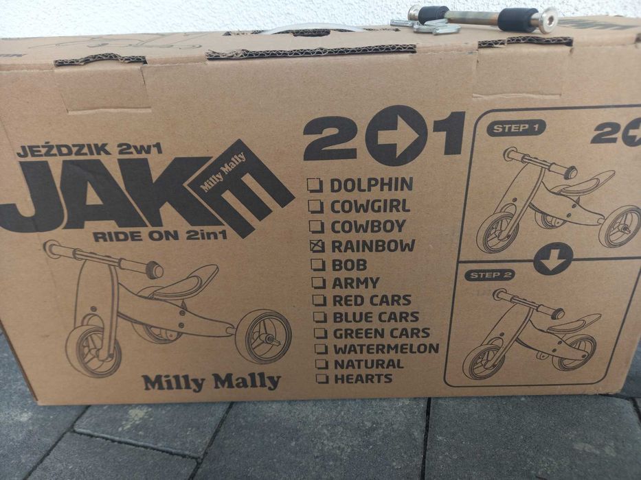 Jezdzik 2w1 rowerek milly mally jake raninbow tęczowy biegowy