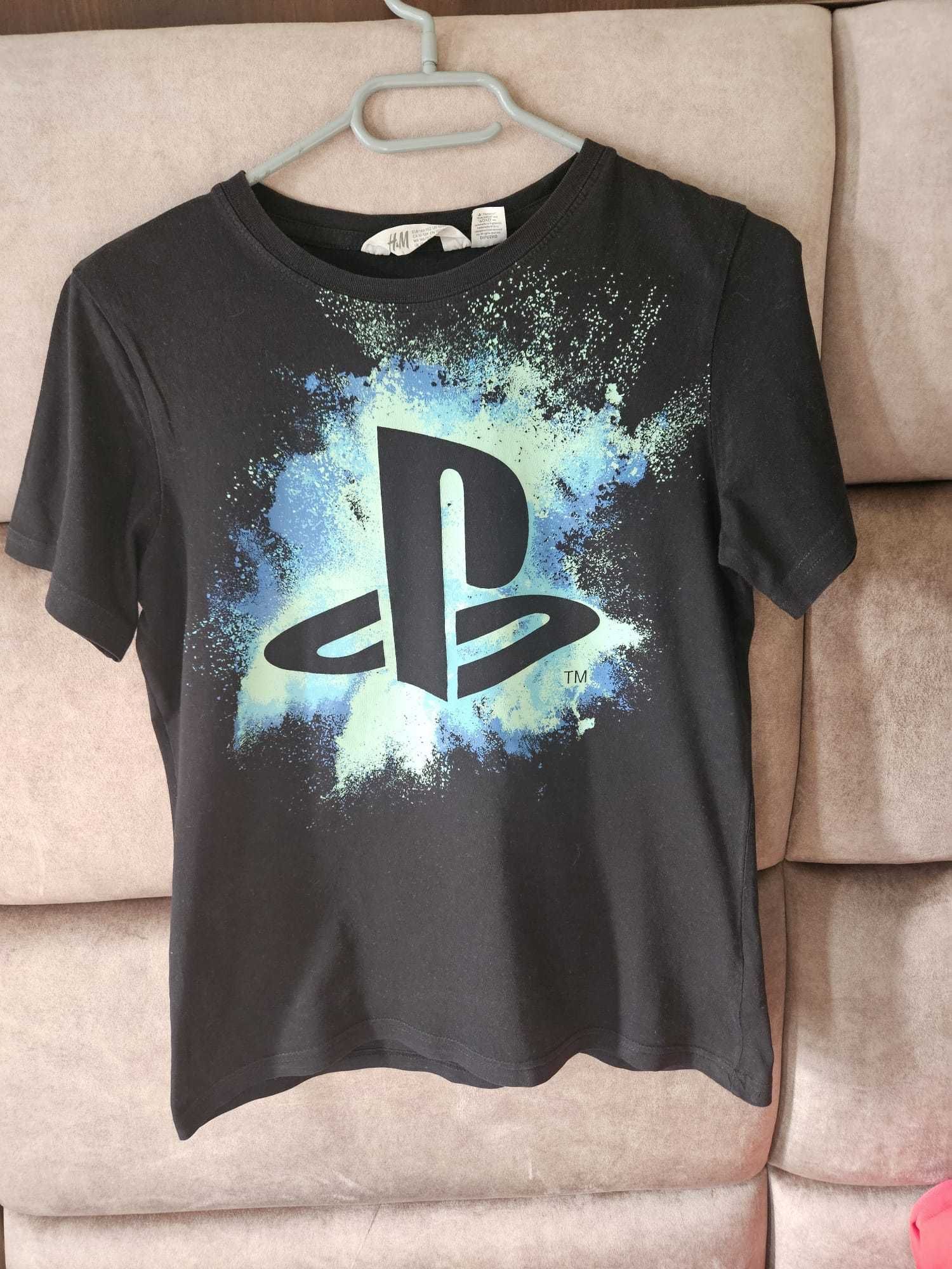 Czarny podkoszulek chłopięcy H&M Play Station rozmiar 146/152