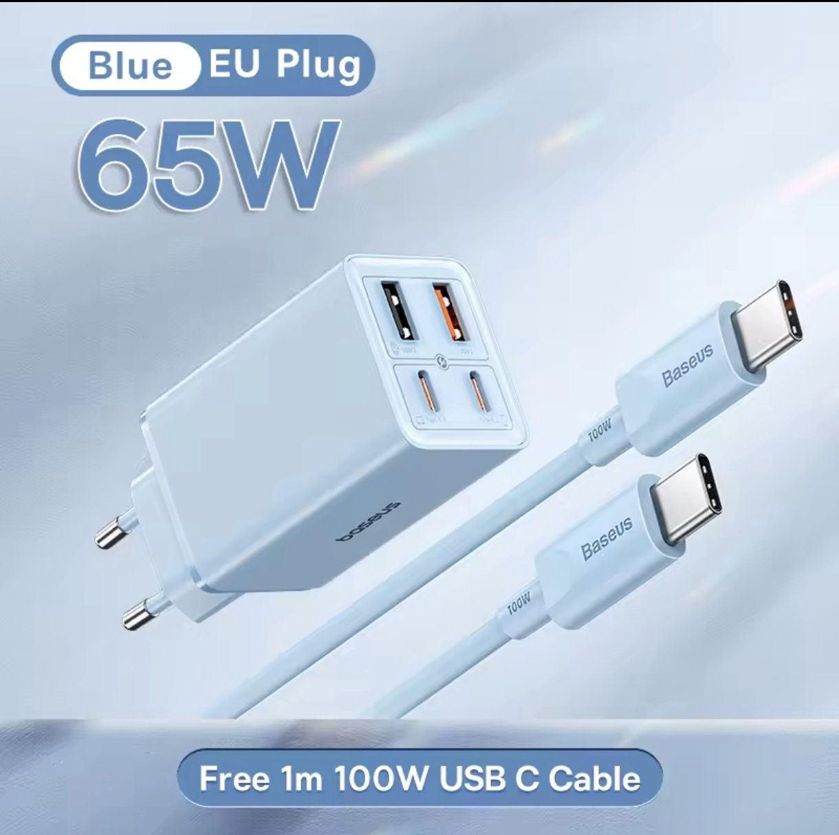 Комплект зарядное устройство GaN Essager 20w+ кабель TypeC 7A