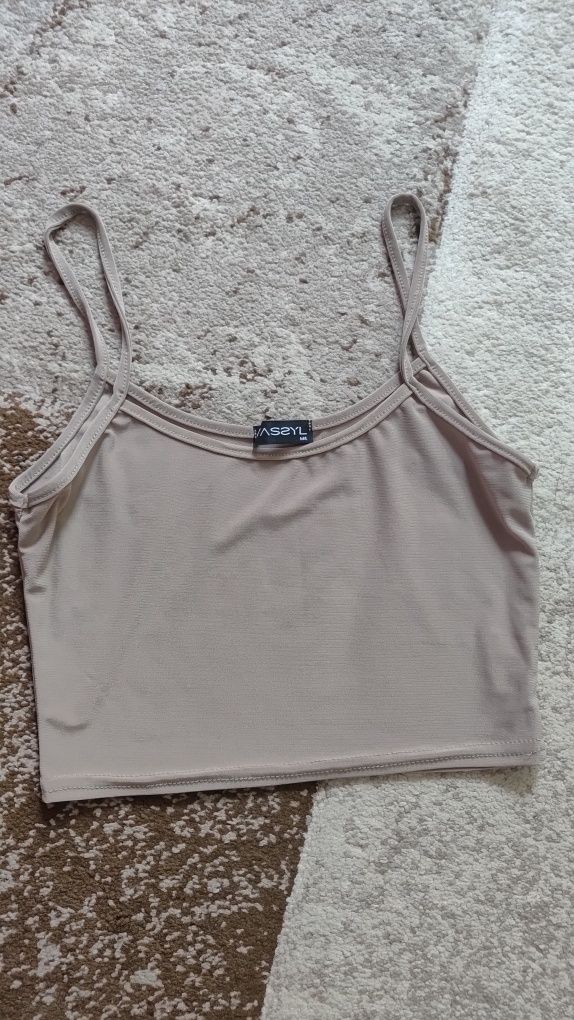Zwiewny komplet luźne spodnie + top Wassyl  M/L beżowy