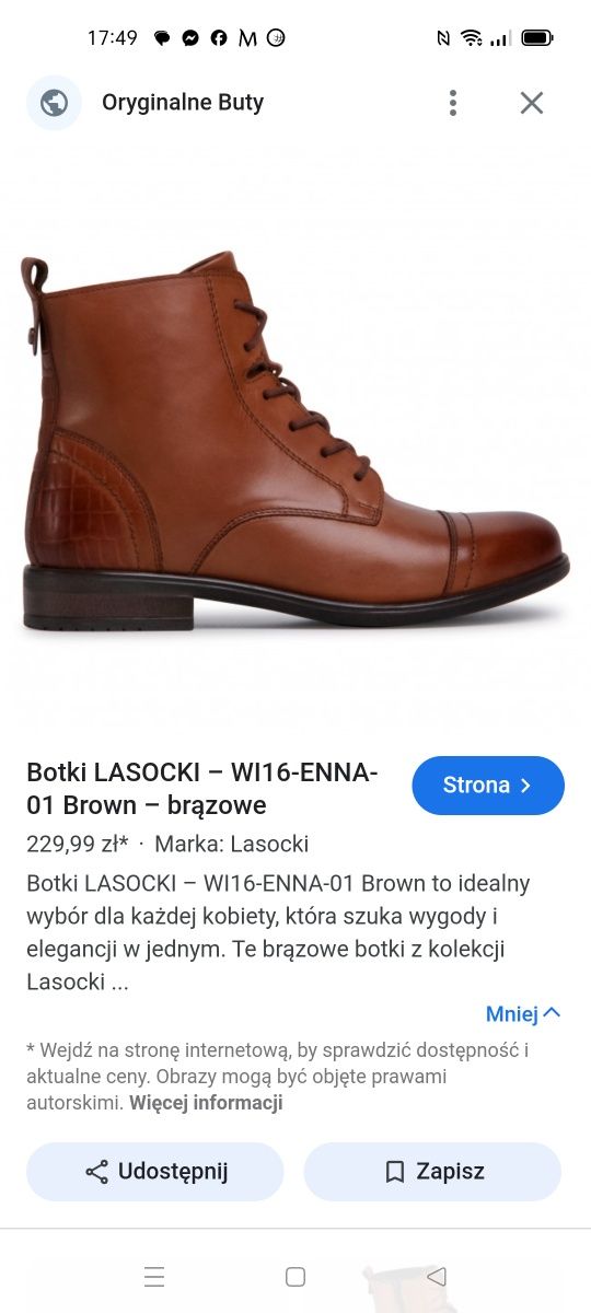 Buty kozaki trapery Lasocki skórzane 39