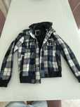 Casaco inverno xadrez azul e branco homem M pull&bear