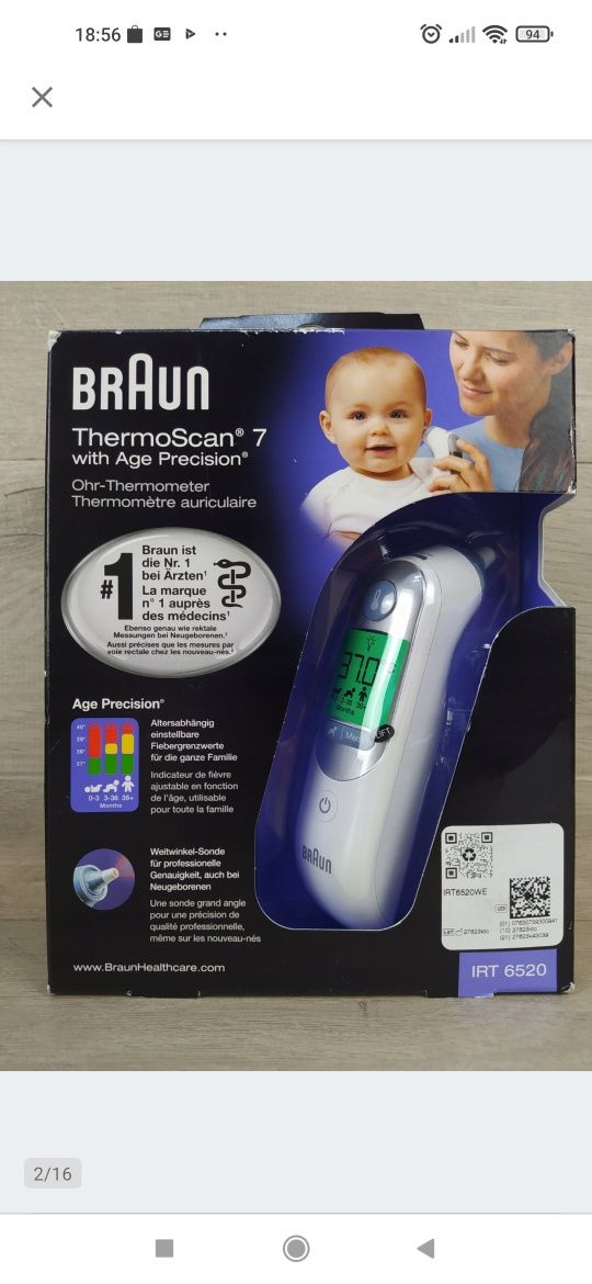 Braun ThermoScan IRT6520 Termometr OUTLET

Nowy, powystawowy.

Sprawny