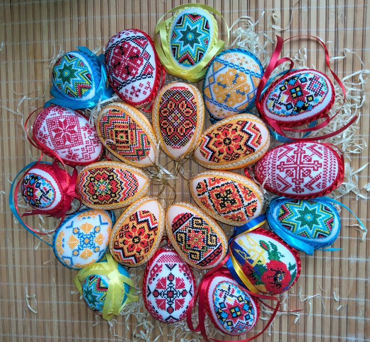 Вишиті новорічні кульки різдвяні прикраси великодня писанка яйце велик